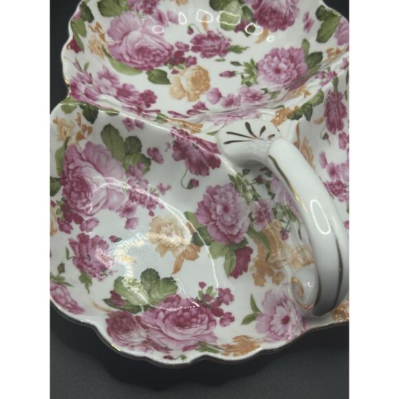 Antique Vintage Royal Danube Floral Serving Dish 3 Sections Handle Gold Trim - Picture 3 of 9